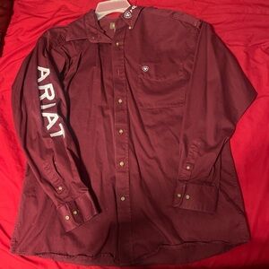 Ariat Men's Deep Red Casual Button Down Shirt